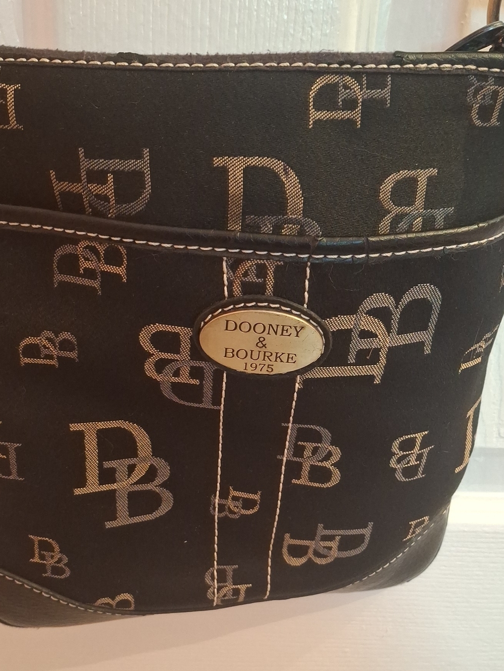 Dooney & Bourke Black and Cream Monogram Messenger Bag